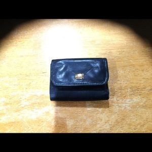 Black genuine leather wallet small size, trifold